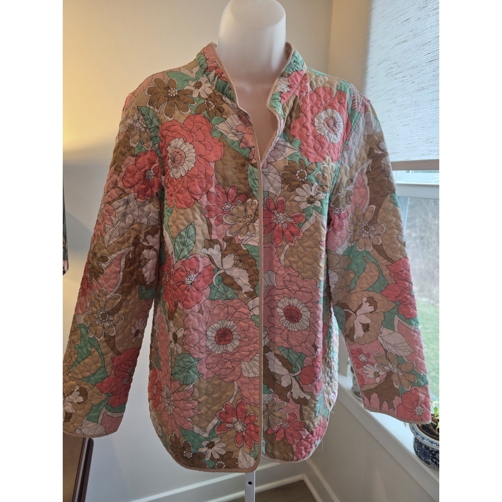 Alfred Dunner Light Weight Floral Quilted Jacket Size 16W Preppy - Picture 8 of 13
